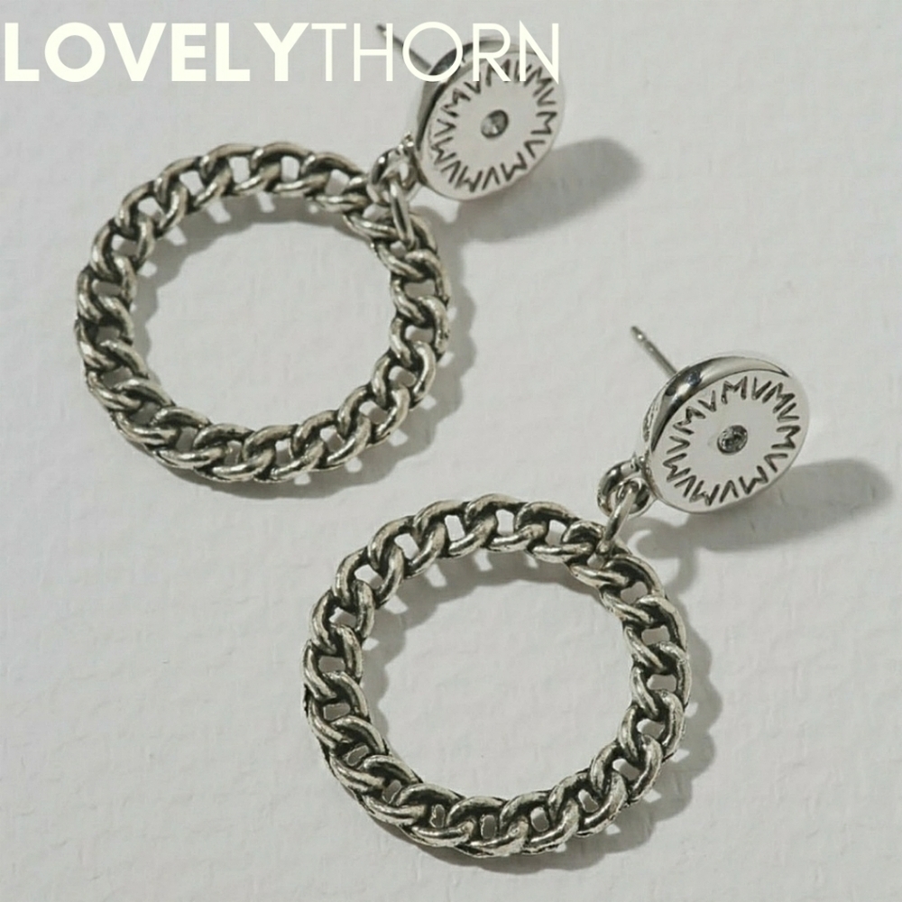 VANESSA MOONEY // ltd ed crystal stud flat drop chain hoop earrings
